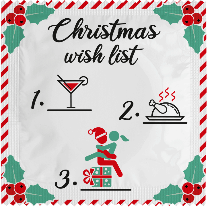 Image of funny condom "Christmas Wish List"