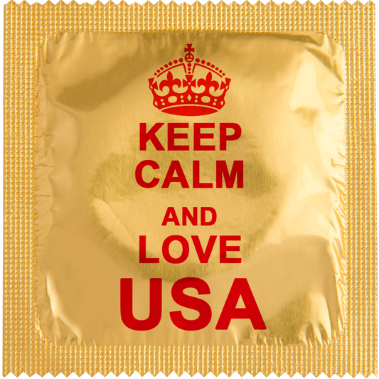 Image of funny condom "Keep Calm And Love USA"