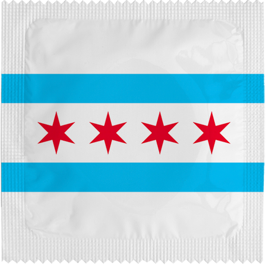 Image of funny condom "Chicago Flag"