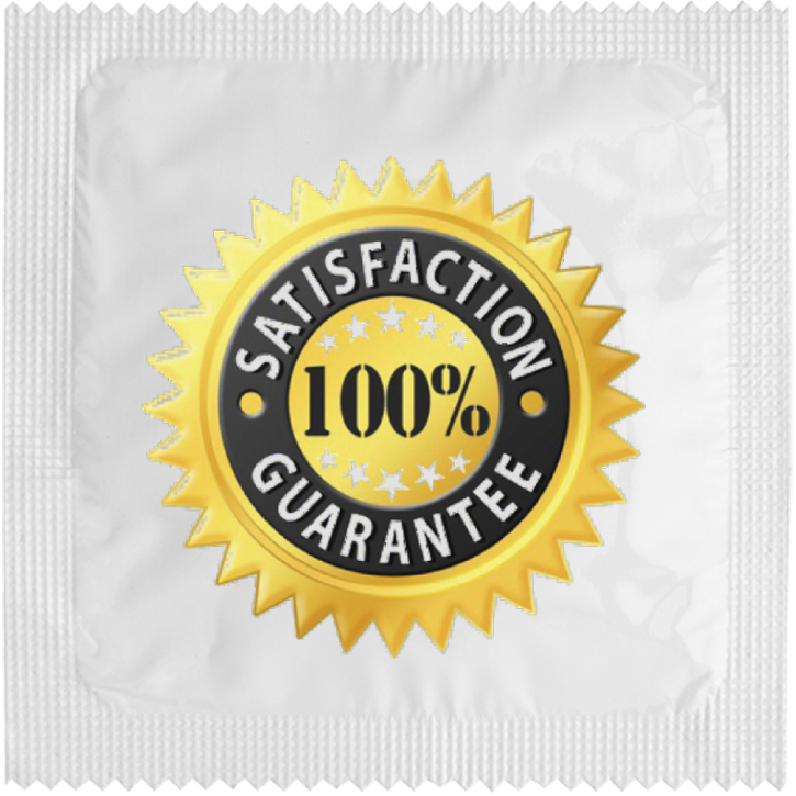 Image of funny condom "Satisfaction Guarantee"