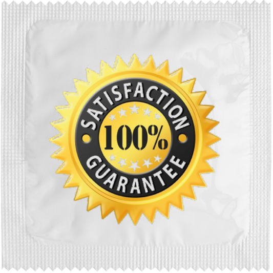 Image of funny condom "Satisfaction Guarantee"