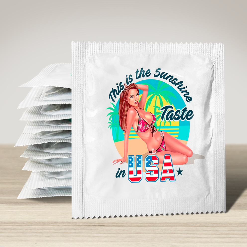 Image of funny condom "This is the sunshine taste in USA girl", 10 units
