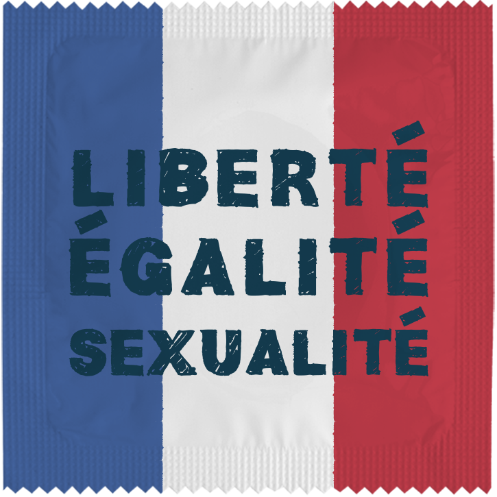 Image of funny condom "Liberté, Egalité‚ Sexualité"