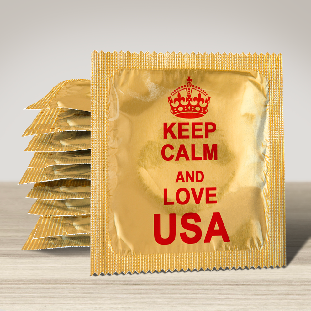 Image of funny condom "Keep Calm And Love USA", 10 units