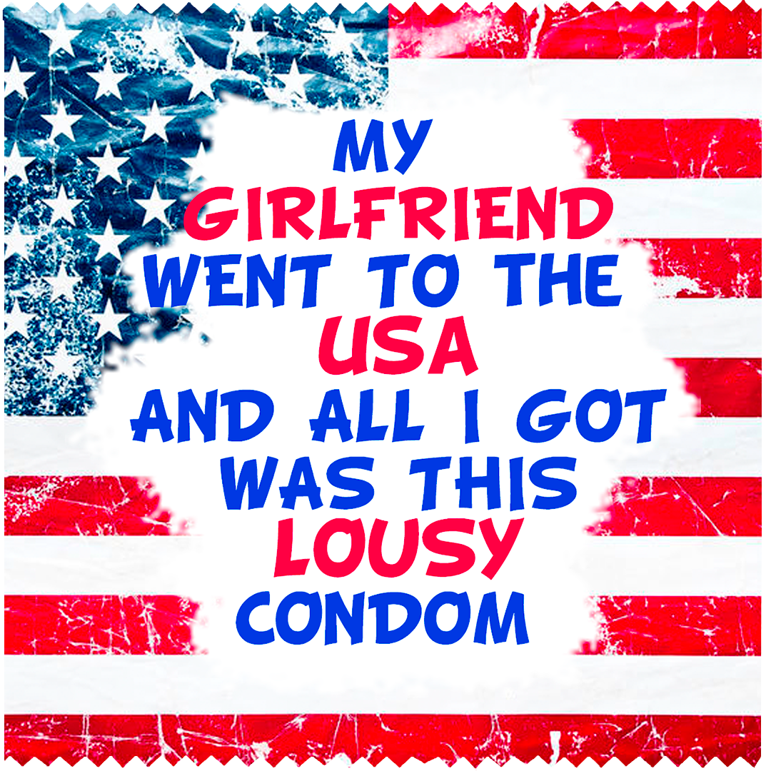 Image of funny condom "GIRLFRIEND USA"