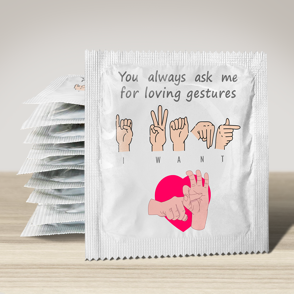 Image of funny condom "Love Gesture", 10 units