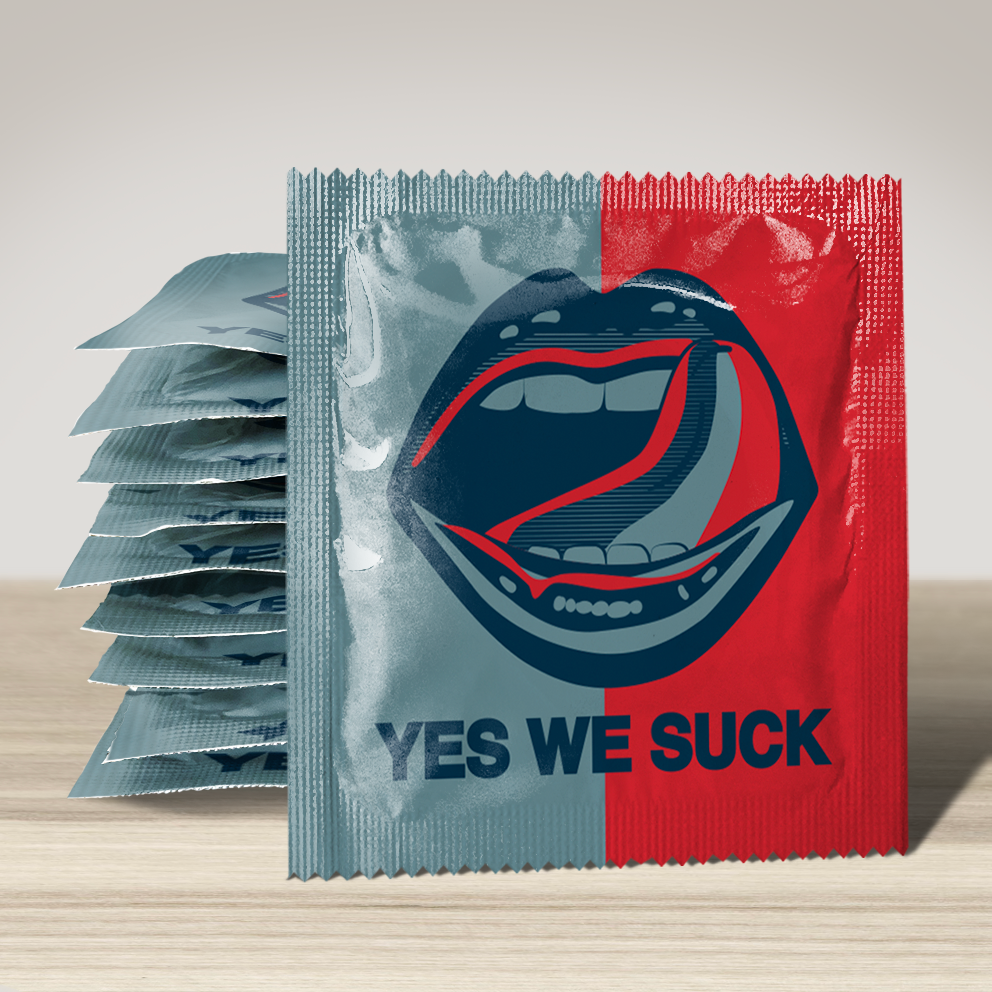Image of funny condom "Yes We Suck", 10 units