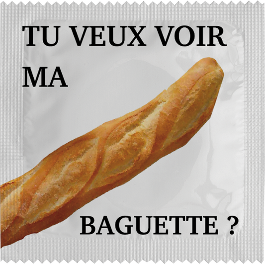 Image of funny condom "Tu veux voir ma Baguette"