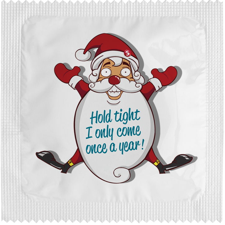 Image of funny condom "Hold tight I only come once a year"