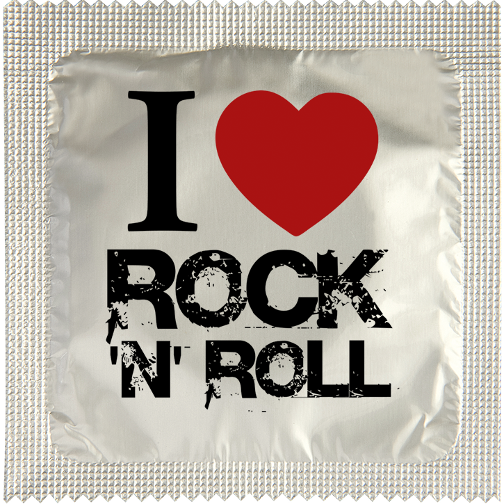 Image of funny condom "I Love Rock N Roll"