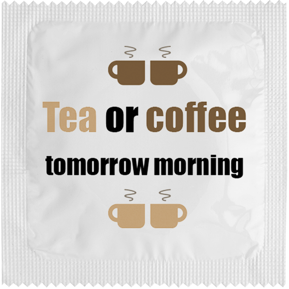 Image of funny condom "Tea Or Coffee"
