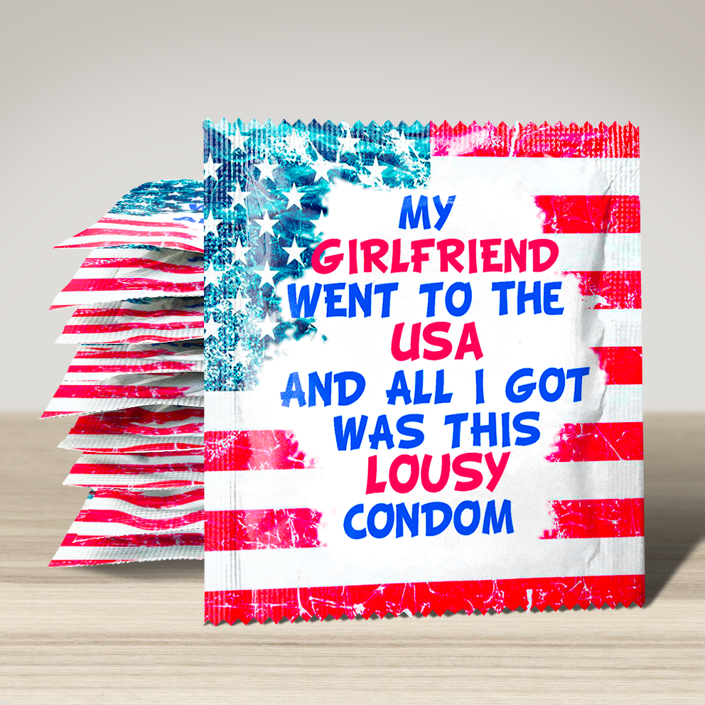 Image of funny condom "GIRLFRIEND USA", 10 units