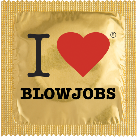 Image of funny condom "I love blowjobs"