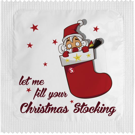Image of funny condom "Let me fill your Christmas stocking"