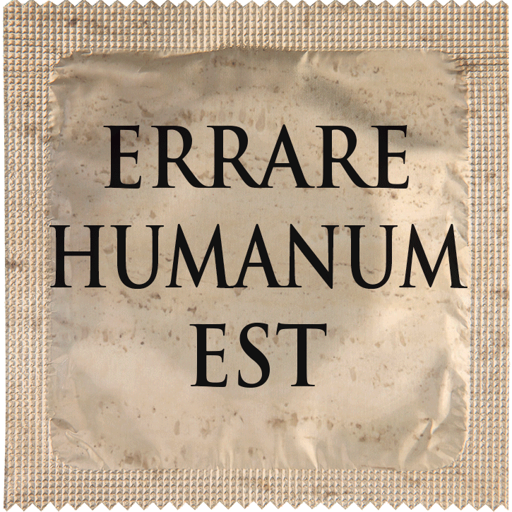 Image of funny condom "Errare Humanum Est"