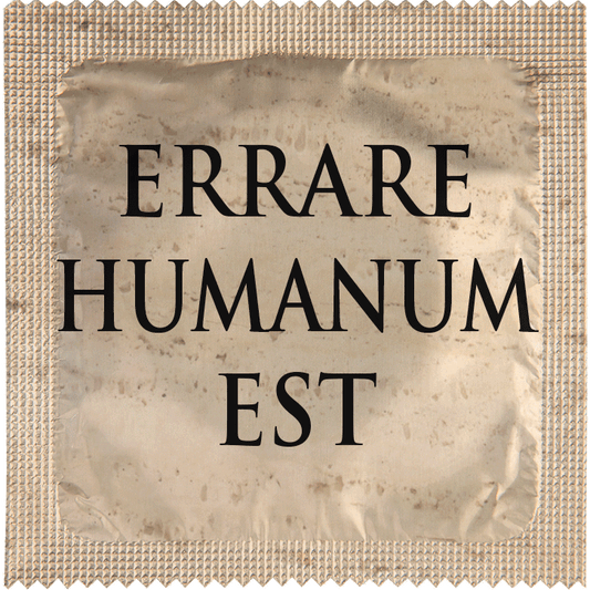 Image of funny condom "Errare Humanum Est"