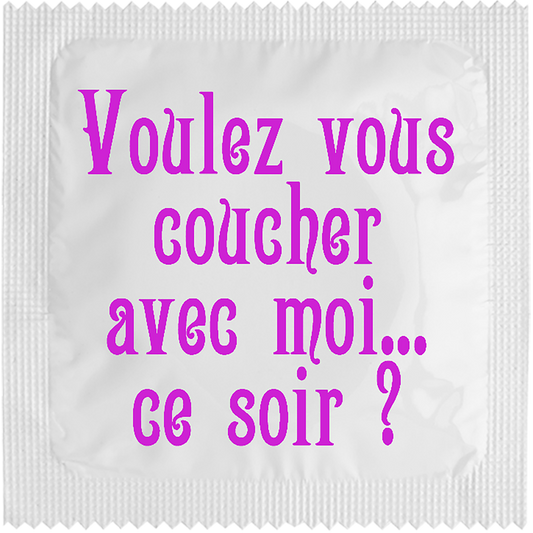 Image of funny condom "Voulez Vous Coucher"