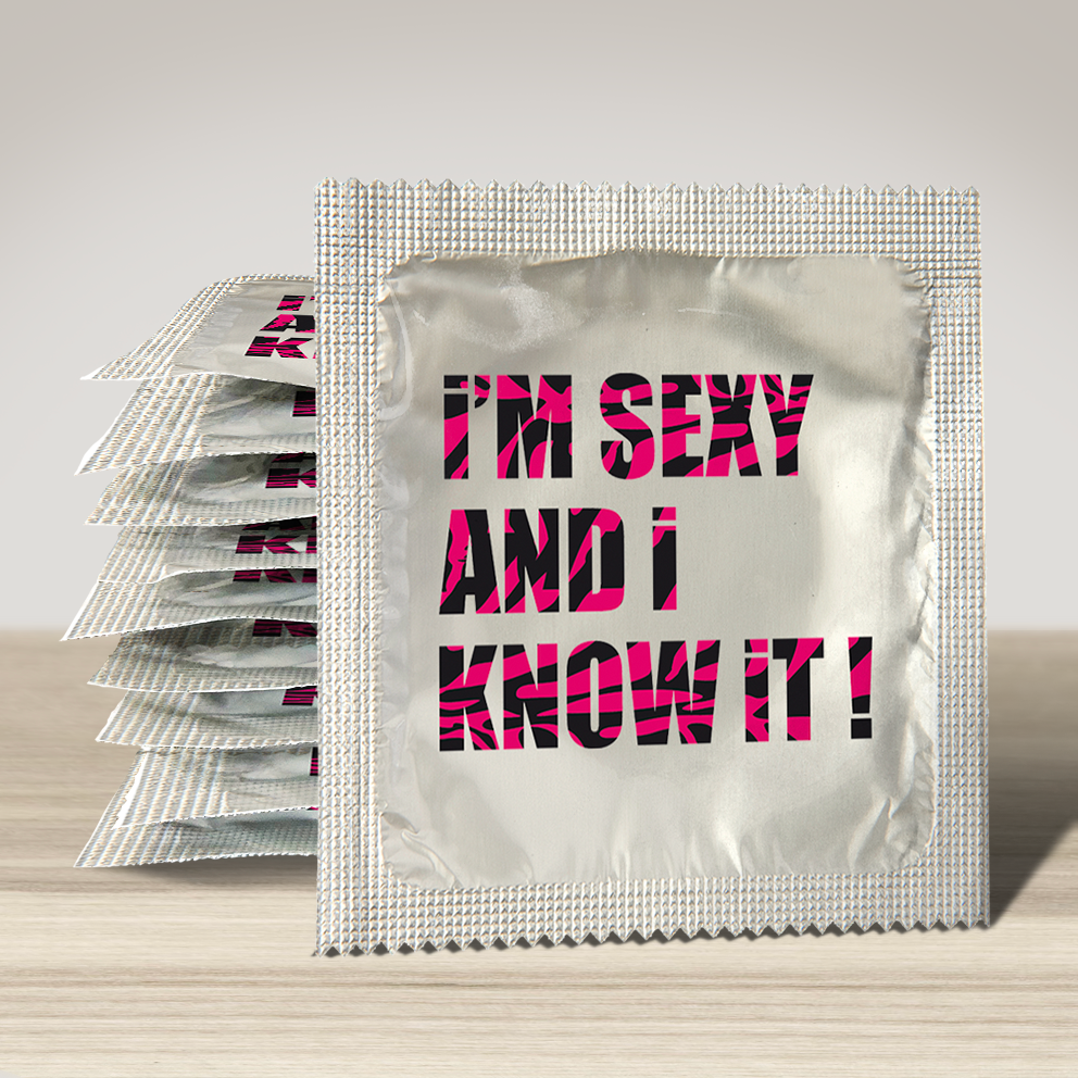 Image of funny condom "I'm Sexy & I Know It", 10 units