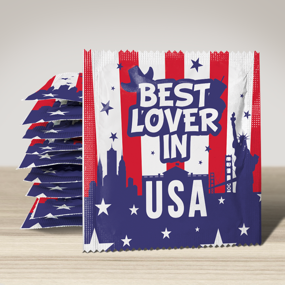 Image of funny condom "Best Lover In USA", 10 units