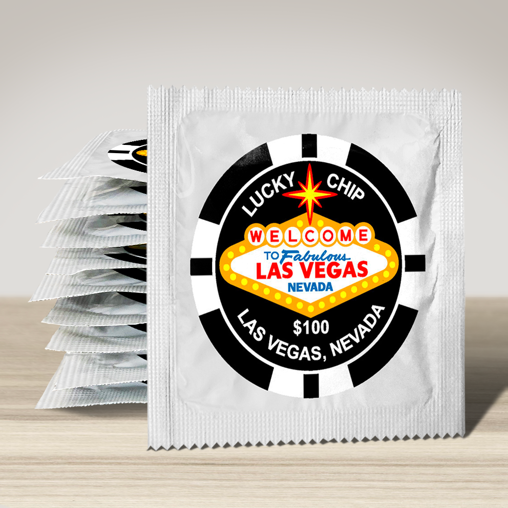 Image of funny condom "Lucky Chip Black", 10 units