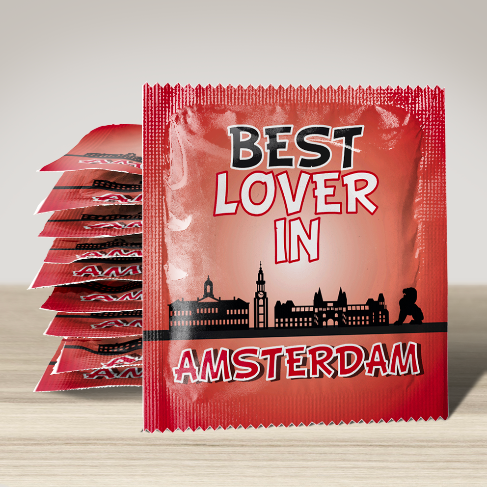 Image of funny condom "Best Lover in Amsterdam", 10 units