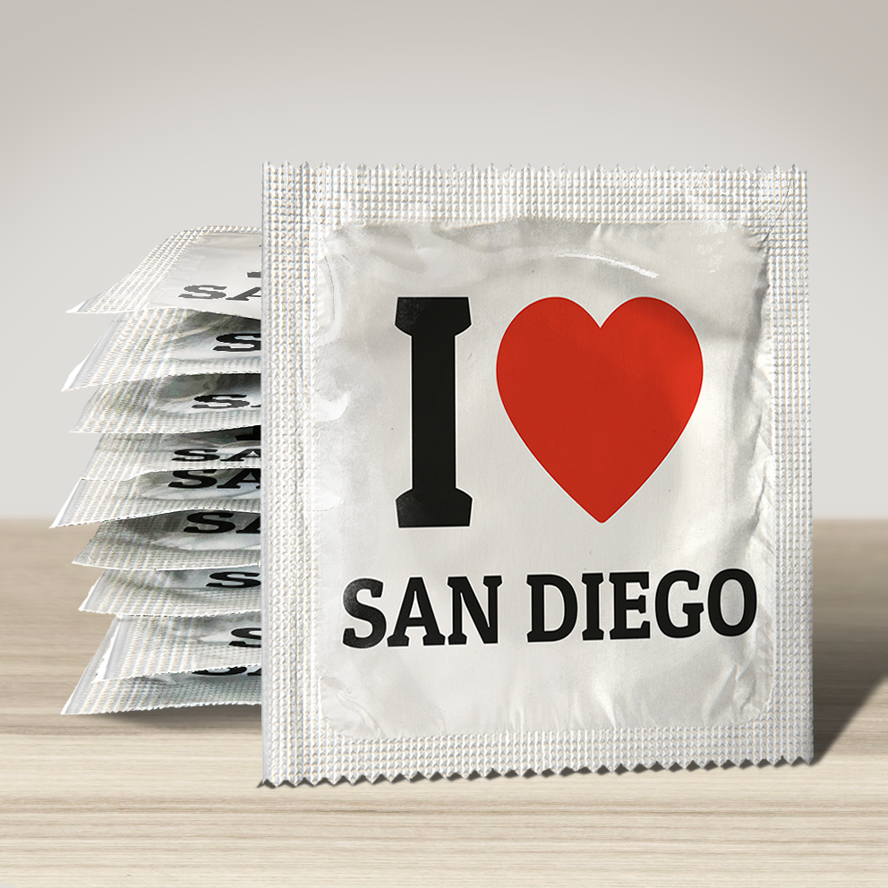 Image of funny condom "I Love San Diego", 10 units