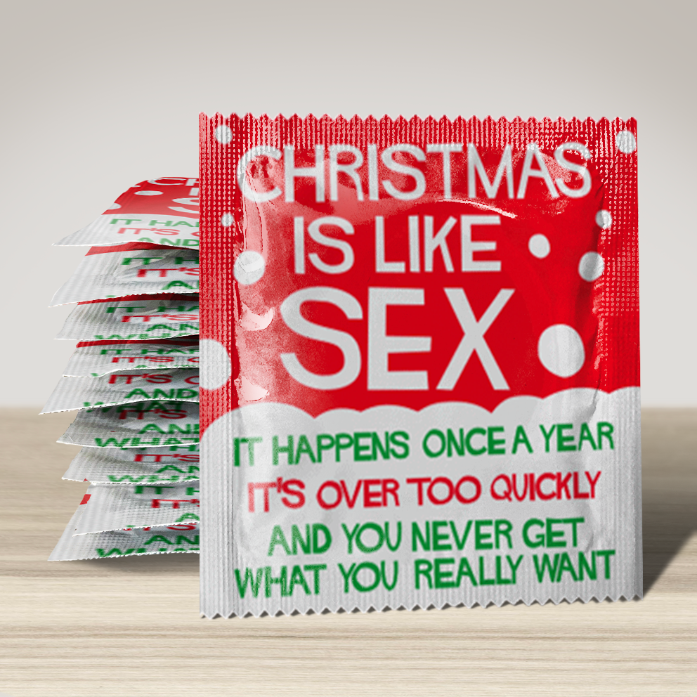 Image of funny condom "Christmas is like sex", 10 units