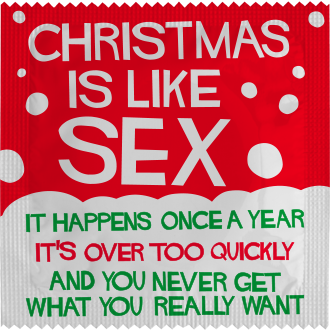 Image of funny condom "Christmas is like sex"