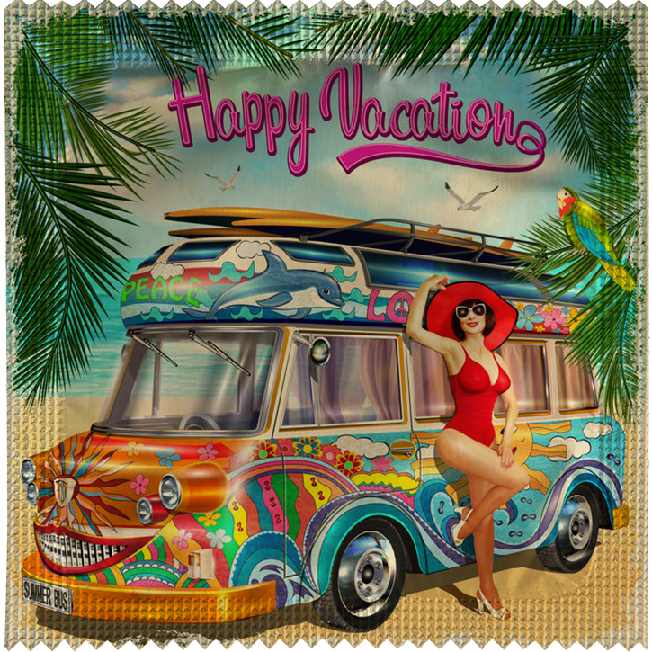 Image of funny condom "Happy Vacation"
