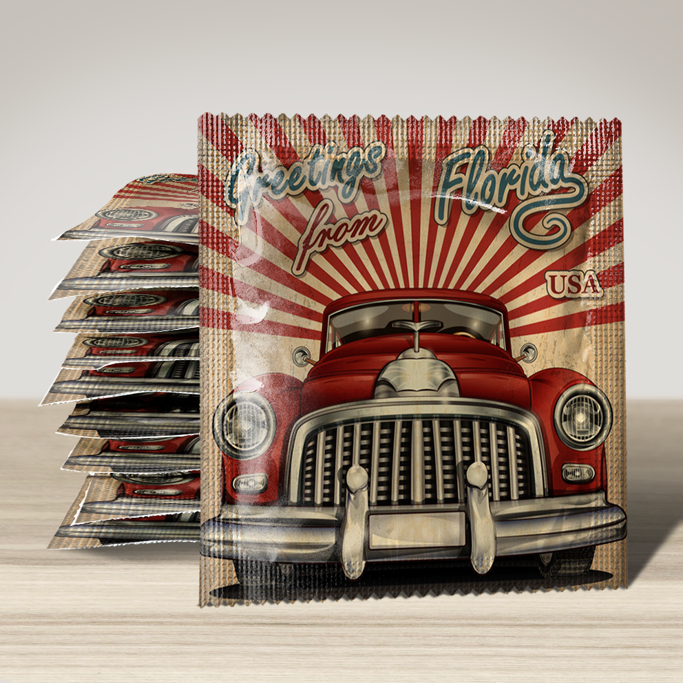 Image of funny condom "Greetings From Florida", 10 units