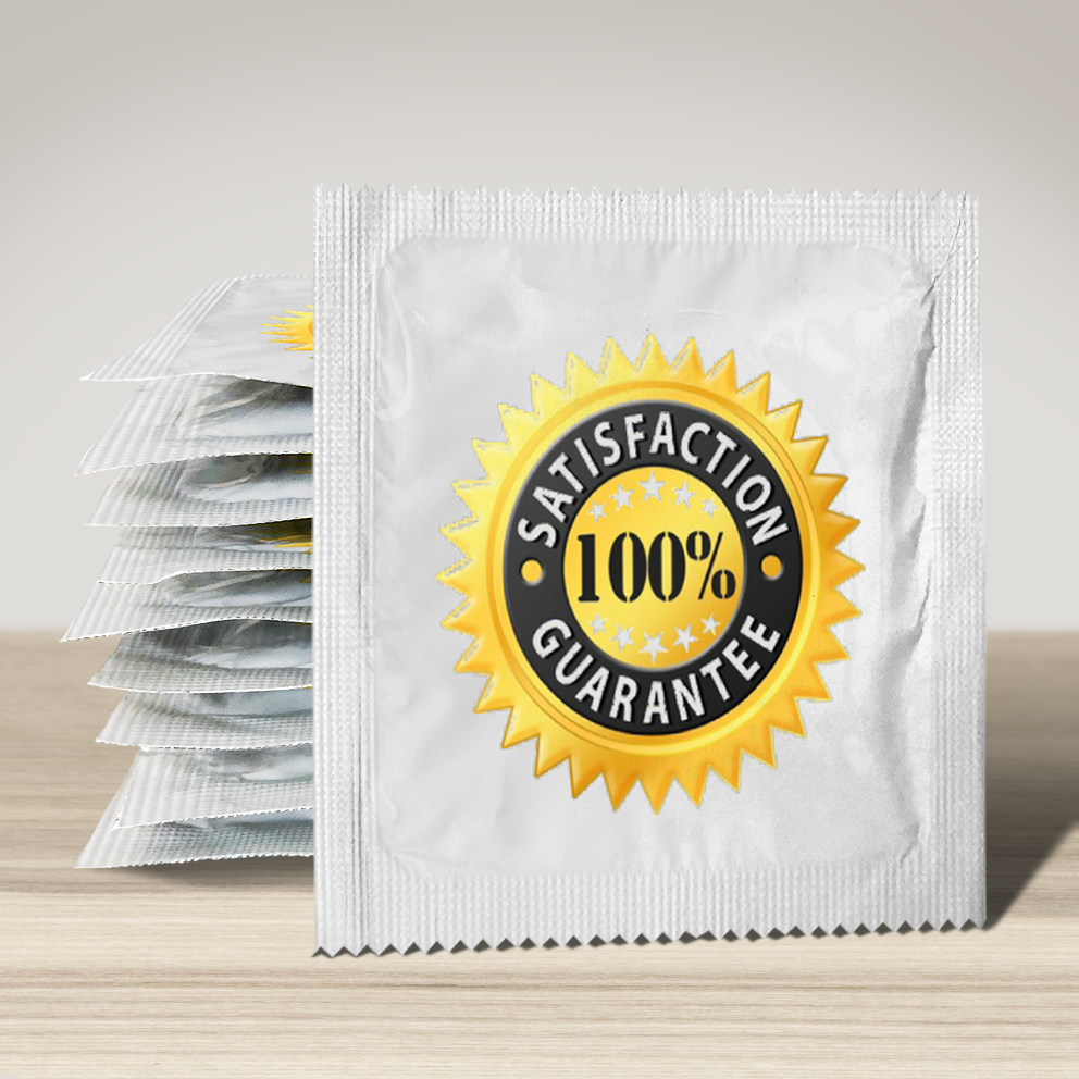 Image of funny condom "Satisfaction Guarantee", 10 units