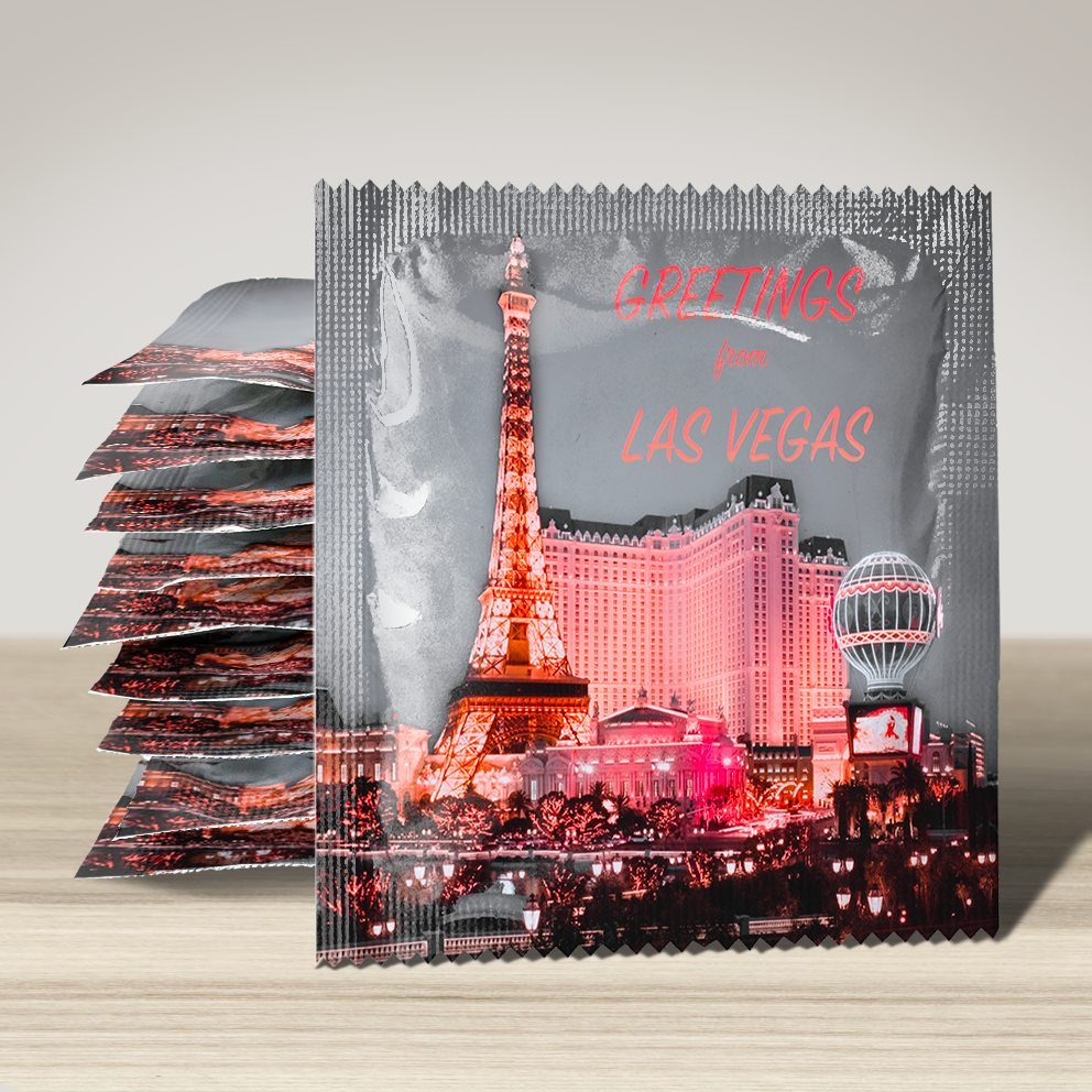 Image of funny condom "Greetings Las Vegas", 10 units