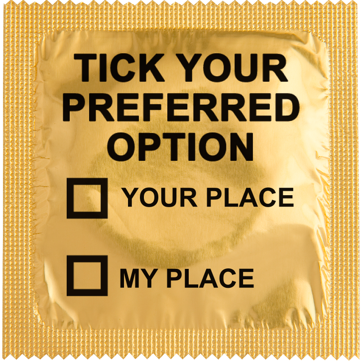 Image of funny condom "Tick Your Preferred Option"