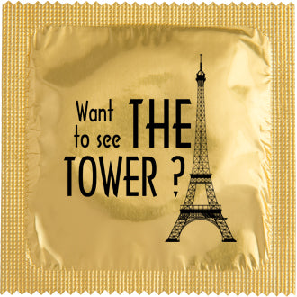 Image of funny condom "Want To See The Tower"