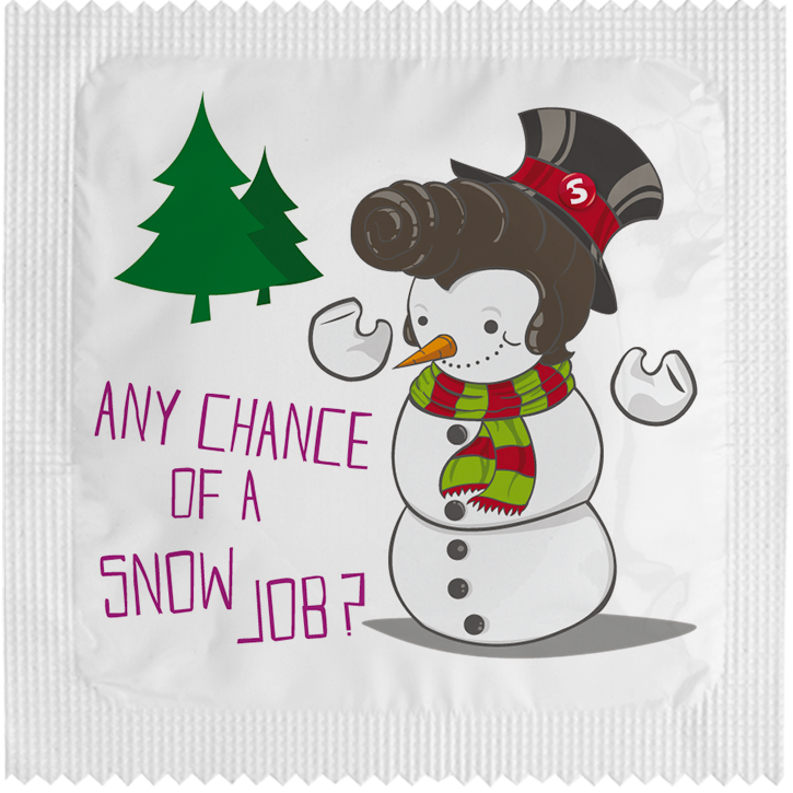 Image of funny condom "Any chance for a Snow Job ?"