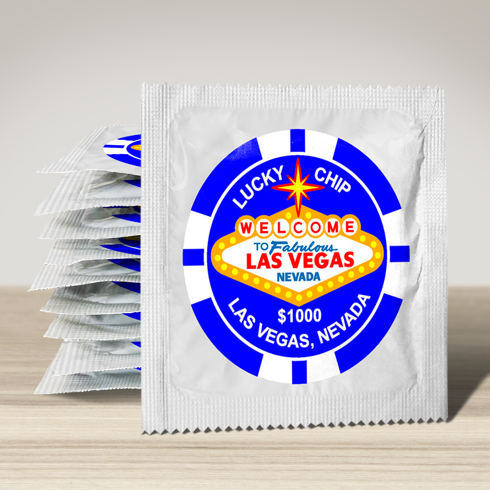 Image of funny condom "Lucky Chip Blue", 10 units