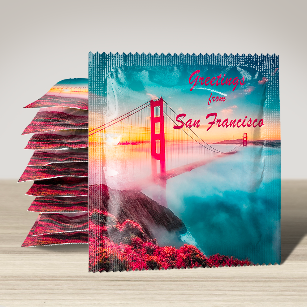 Image of funny condom "Greetings San Francisco", 10 units