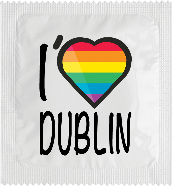 Image of funny condom "I Love Dublin (rainbow flag)"