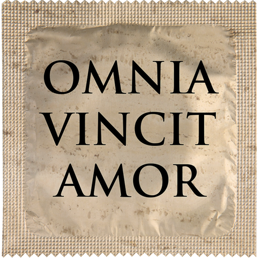 Image of funny condom "Omnia Vincit Amor"