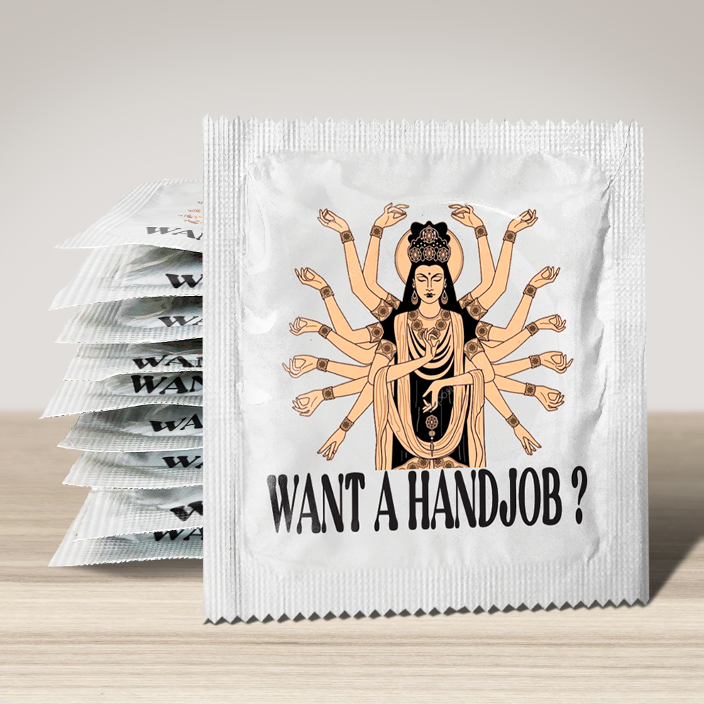 Image of funny condom "Want a handjob ?", 10 units