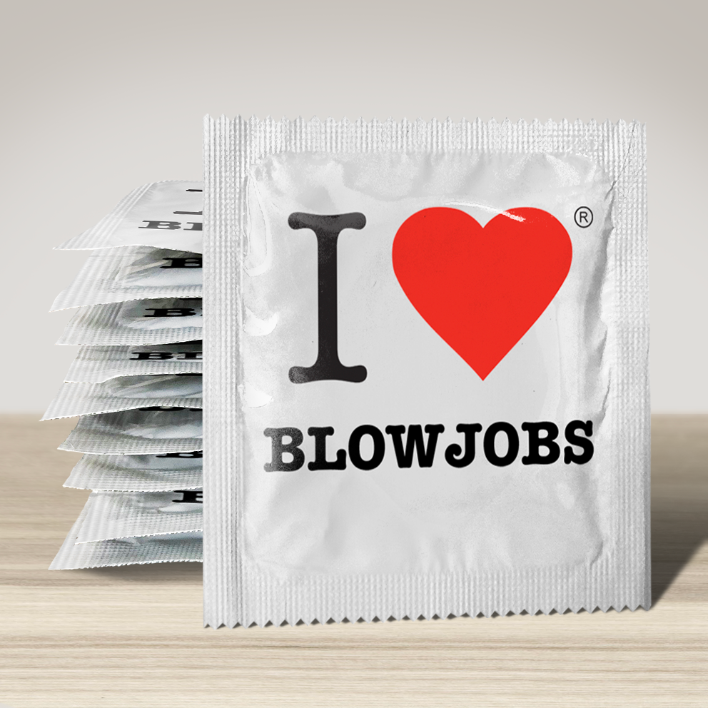 Image of funny condom "I love blowjobs", 10 units