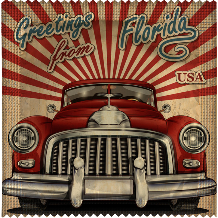 Image of funny condom "Greetings From Florida"