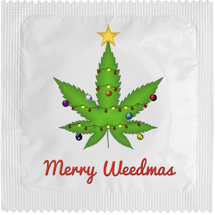 Image of funny condom "Merry Weedmas"