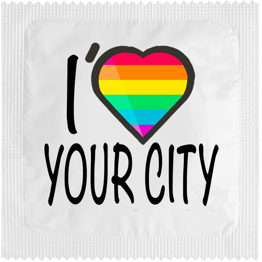 CUSTO:  I LOVE "YOUR CITY" RAINBOW FLAG