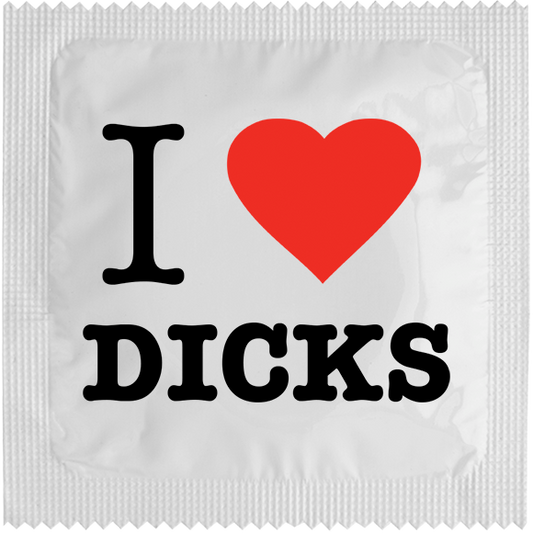 Image of funny condom "I love dicks"