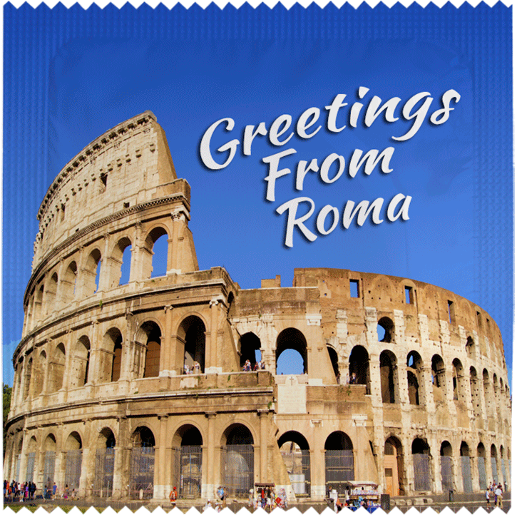 Image of funny condom "Greetings From Roma"