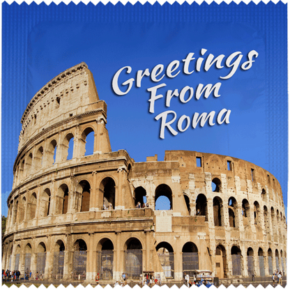 Image of funny condom "Greetings From Roma"
