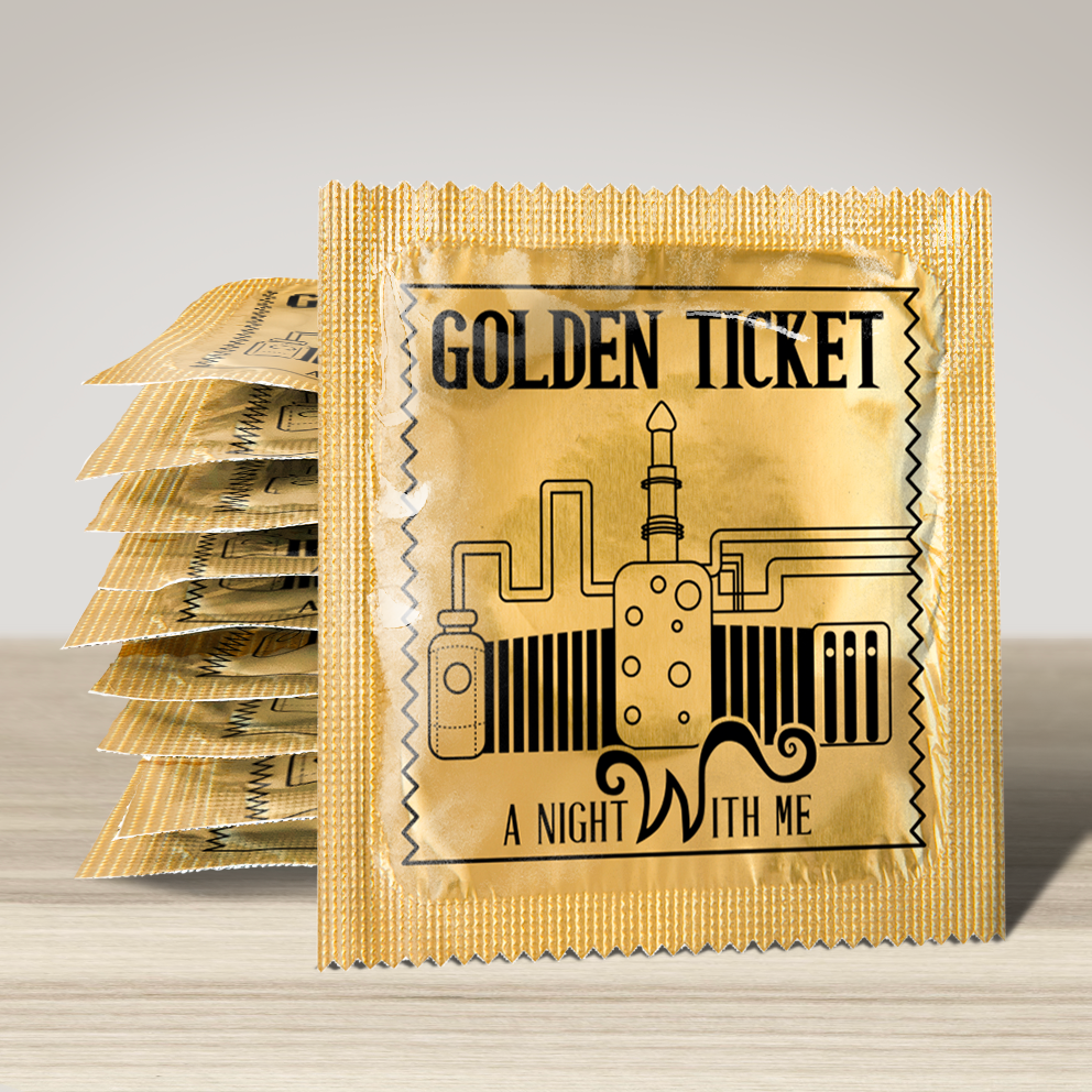 Image of funny condom "Golden Ticket", 10 units