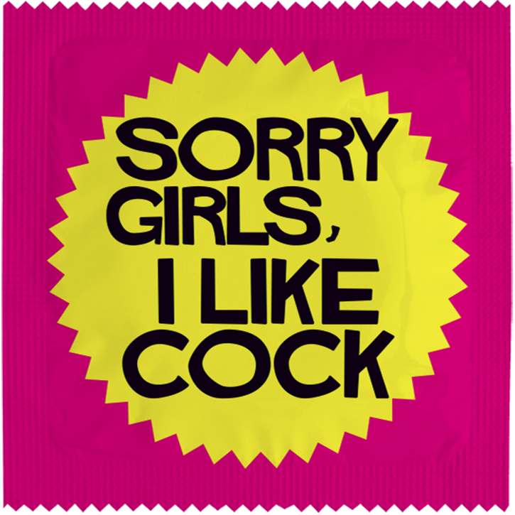 Image of funny condom "Sorry girls i like cock"