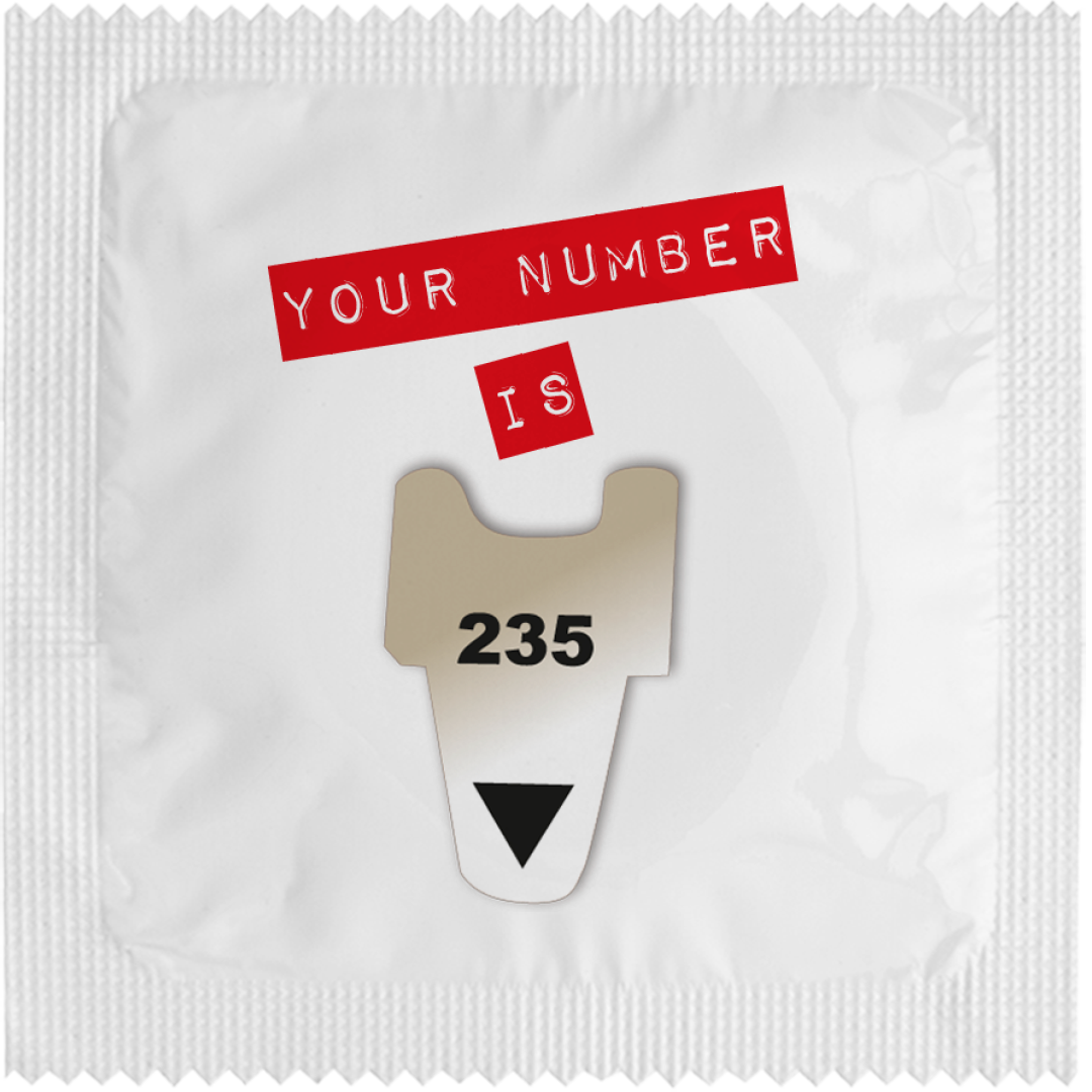 Image of funny condom "My number is"